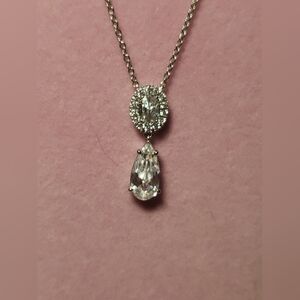 Eliot Danori Stunning Silver and Crystal Drop Necklace, Would Make A Great Gift!